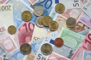 Euro cash and coins.